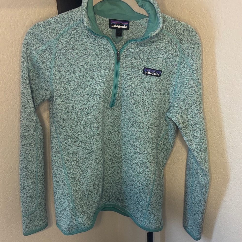 Patagonia Mint Green Heathered Quarter-Zip Fleece Pullover